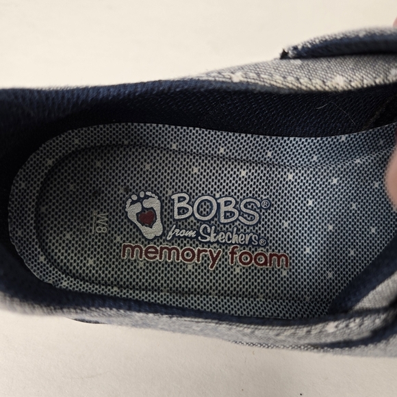 Skechers Bobs Memory Foam Woman's Size 8W Polka Dot Casual Sneakers Shoes Blue - Picture 11 of 12